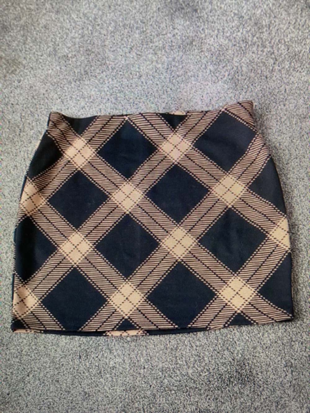 New Look Black and Tan Plaid Mini Skirt
